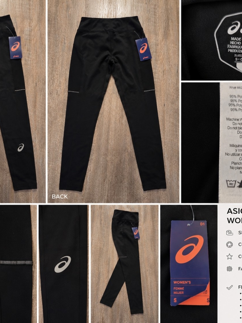 ASICS D1 Women’s Black Running Leggings Size S NWT - Picture 5 of 5